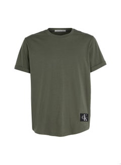 Buy Men's Cotton Badge T-Shirt, Green in Saudi Arabia