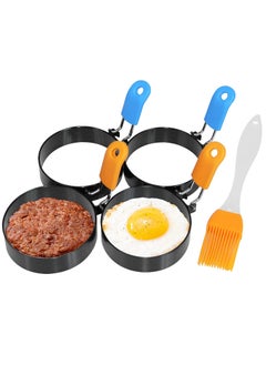 اشتري Egg Ring,4 Pack Stainless Steel Egg Cooking Rings Set,Round Omelette Mold for Frying Egg English Muffins Pancake Sandwiches,  Breakfast Household Kitchen Cooking Tool في السعودية