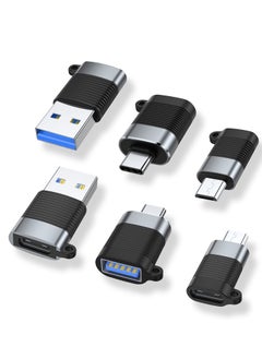 اشتري USB C Adapter, Micro USB Male to USB C Female, USB 3.0 Male to USB C Female, USB Type-C Male to USB 3.0 Female Converter Connector for Laptop,Tablet, Smartphone (6 Pack) في الامارات