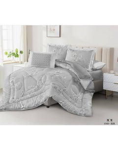 Buy King Size 6 Piece Duvet Cover Set Contemporary Leaf Print Bedding Sets, Smooth Cotton Material Modern Geometric Print in UAE