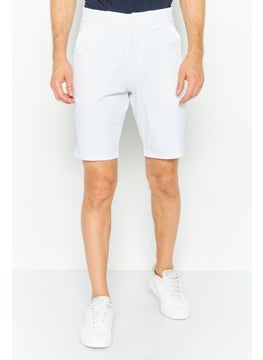 اشتري Men Regular Fit Brand Logo Chino Shorts, White في الامارات