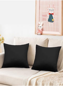 Buy 2 Pieces Velvet Decorative Cushion Set Solid Design 45x45 cm in Saudi Arabia