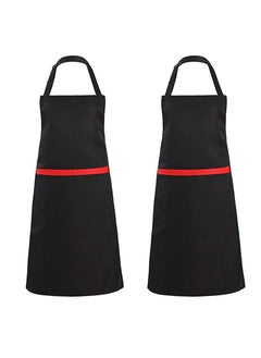 Buy 2 Pack Adjustable Bib Apron with 2 Pockets Waterdrop Resistant Cooking Kitchen Aprons for Women Men Chef Couple BBQ Painting in Saudi Arabia