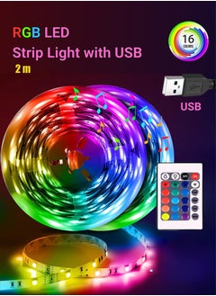 Buy RGB LED Light Strip for Bedroom - Multi-color with Remote Control, USB Powered, Perfect LED Light for Bedroom, TV, Desktop Computer Decoration. Wall Light Strip, 2m in Saudi Arabia