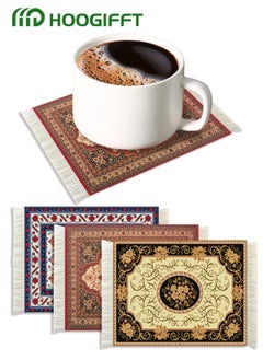 Buy 3pcs Coffee Mat Coffee Cup Mat Coffee Mug Mat Table Mat,Carpet table coasters, Placemats, Beverage table mats,Bohemian coasters,Non-slip heat-resistant beverage coasters in Saudi Arabia