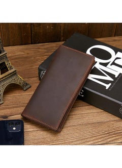 Buy Rfid Large-capacity First-layer Cowhide Wallet With Logo Leather Men's Long Leather Clutch in Saudi Arabia