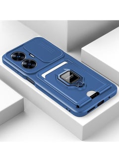 Buy For Oppo Realme C55 4G Case with Slide Camera Cover Heavy Duty Protective with Ring Kickstand and Card Holder Cell Phone Case for Oppo Realme C55 4G in UAE