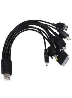 Buy Ntech Multi-Charger 10 in 1 Universal USB Charging Cable for iPod/iPhone/PSP/Camera/Nokia/HTC/LG/Samsung Black in UAE