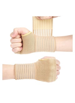 Buy 2Pcs Wrist Brace Elastic Wrist Support with Strap Ideal for Sprains Injury or Sports Use with no Metal bar Support Without inhibiting Flexibility Left or Right Beige in UAE