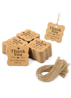 اشتري Thank You Tags 150Pcs Brown Kraft Gift Tags With 150Pcs Free Natural Jute Twines Brown Scalloped Edge Tags For Gift Wrapping Wedding Favor Box Baby Shower في السعودية