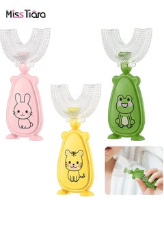 اشتري 3 Pcs U-Shaped Toothbrush for Kids U Shape Portable Baby Silicone Toothbrush,Infant and Toddler Toothbrush with U-Shaped Brush Head Extra Soft and Healthy Silicone Toothbrush في الامارات