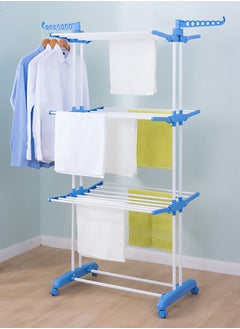 Buy 4-Tier Foldable Clothes Drying Rack Laundry Dryer for Home Garden Indoor Outdoor Storage - Blue in Saudi Arabia