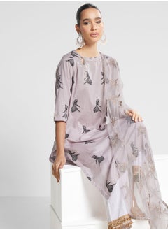 Buy Embellished Printed Kurti & Pant Set in UAE