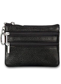 Buy Coin Wallet Womens Genuine Leather Card Purse Key Ring Mini Change Pouch Man Small Compact Vintage With Zipper For Men Women Gift in UAE