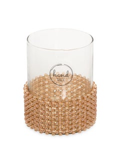 اشتري Maha Crystal Candle Holder, Brown - 10X12 Cm في الامارات