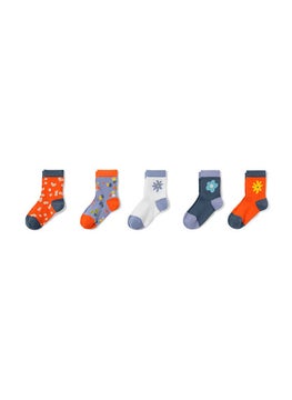 اشتري Toddlers Boy 5 Pair Printed Socks, Orange Combo في الامارات