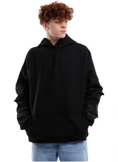 Buy Black Solid Hoodie with Waterproof Patched Pockets in Egypt