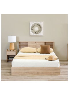 Buy Adriana Bed + Dresser And Stool Set Queen Size Bed Frame And Dresser Set Sturdy Modern Design Wooden Double Bedroom Set Furniture Comfortable Bedset For Bed Room Sonoma Oak in UAE