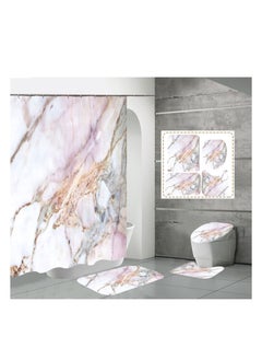 Buy 4 Pcs Black Marble Shower Curtain Sets with Rugs, Black Grey Gold Bathroom Sets with Shower Curtain and Rugs and Accessories, Modern Bathroom Accessories Decor with Bath Mats (pink) in UAE