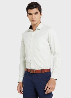 Buy Men Easy Care Green Solid Slim Fit Sustainable Formal Shirt in Saudi Arabia