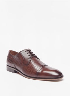 اشتري Men'S Textured Derby Shoes With Lace-Up Closure في الامارات