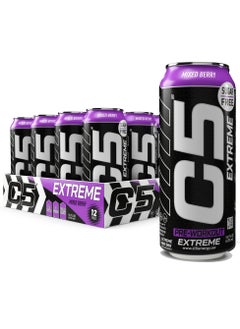 Buy C5 Energy Drink Extreme, Pre-Workout, 200mg Caffeine, Sugar Free, Zero Calories with Beta Alanine, L-Arginine 16fl.OZ, 473ml pre workout supplement (Full Box 12 Cans, Mixed Berry) in UAE