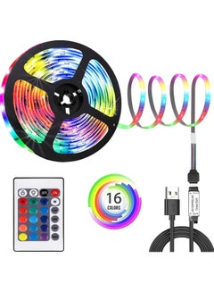 Buy USB Powered 5 Meter TV LED Strip Lights Flexible RGB Color Changing LED Lights with Remote Control for Home Decoration Kitchen Bar Party in UAE