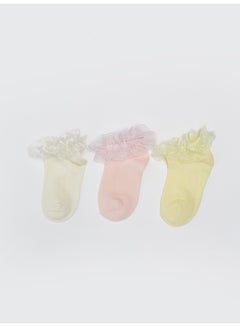 Buy Tulle Detailed Baby Girl Booties Socks 3 Pack in Egypt