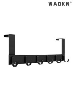 Buy Extended Over-Door Hook Hangers Aluminum Organizer，Premium Storage Solution for Kitchen & Bathroom with 6 Durable Hooks, Space-Saving Design in Sleek Black Finish for Easy Access & Clutter-Free Living（Black） in Saudi Arabia