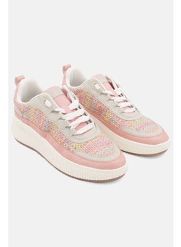 اشتري Women Lace Up Casual Shoes, Pink/Silver في الامارات