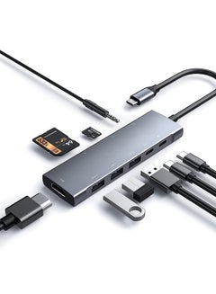 اشتري USB C Hub, Type C Hub 9 in 1 Multiport Adapter with 100W Power Delivery,4K HDMI Output,3 USB3.0 and USB-C 5 Gbps Data Ports,SD/TF Card Reader,3.5mm Headphone Jack Compatible with MacBook Air, MacBook في السعودية