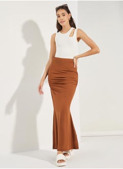 Buy Gathered Detail Mermaid Hem Maxi Skirt in Saudi Arabia