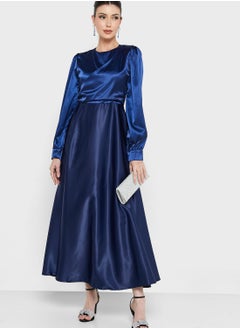 Buy Ruched Detail Satin Dress in UAE