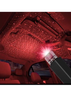 Buy USB Star Projector Night Light Car Roof Lights Portable Adjustable Romantic Interior Light Decorations For Car Ceiling And Bedroom Red in UAE