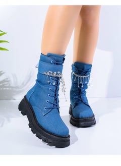 Buy Boot Mid Heel Jeans - Blue E -20 in Egypt