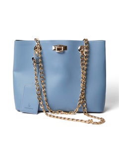 اشتري Fancy Logo Embellished Faux Leather Bag With Adjustable Chain Shoulder Strap And Front Chain في مصر