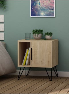 Buy Glynn Bedside Table Engineered Wood End Table For Your Living Room Oak 44.6x50x60 cm in UAE