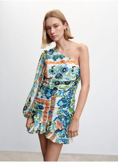 Buy One Shoulder Ruffle Hem Dress in Saudi Arabia