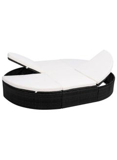 Buy vidaXL Outdoor Lounge Bed with Cushion Poly Rattan Black in UAE