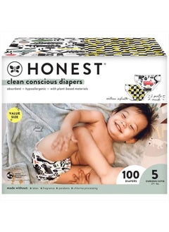 اشتري Clean Conscious Diapers | Plant-Based, Sustainable | Big Trucks + So Bananas | Super Club Box, Size 5 (27+ lbs), 100 Count في الامارات