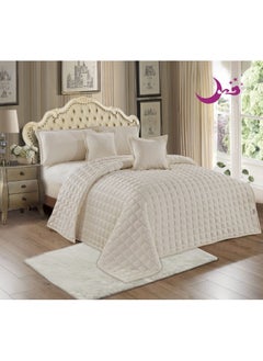 اشتري Winter comforter set for soft velvet without fur, 4-piece system with compressed filling, size 160 x 210 cm في السعودية