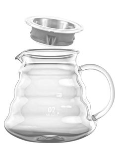 Buy V60 Coffee Server Maker Heat Resistant Glass Pot Pour Over Server Kettle Coffee Teapot Hand Drip Pour Over 600ml in Saudi Arabia