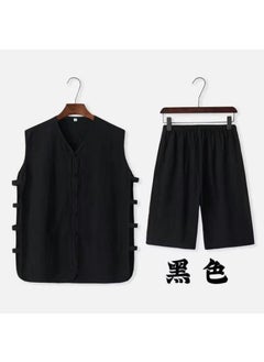 Buy Traditional Chinese Vest Set for Men SummerBlack suit Black suit in UAE