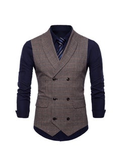 اشتري Mens Slim Fit Fashion Vest for Casual WearBrown Brown في السعودية