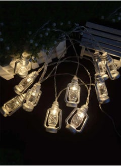 Buy LED Black Lantern String Lights Mini Kerosene Lamp for Indoor Outdoor Courtyard Garden Holiday Home Wedding Party Ramadan Decoration (Warm White Light) in Saudi Arabia