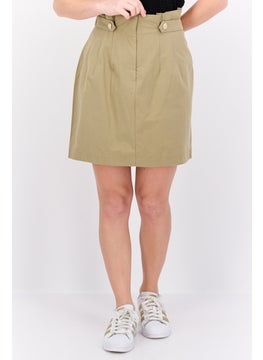 Buy Women Plain Mini Skirt, Olive in UAE