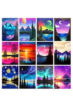 Buy 12 Sets Diamond Painting Kits, DIY Round Full Diamond Diamond Painting Gemstone Art, 5D Diamond Art Kits for Beginners for Home Wall Decoration Gifts (12X16 inch) in UAE