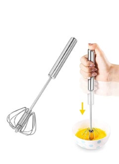 Buy Semi-Automatic Egg Whisk, 10 Inch Stainless Steel Handheld Whisk For Home Blending, Milk frother, Whisking, Egg Beating, Stirring, Hand Push Rotary in UAE