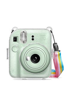 Buy Transparent Hard Camera Case for Fujifilm Instax Mini 12 Instant Camera Cover with Adjustable Strap  - White/Clear in UAE
