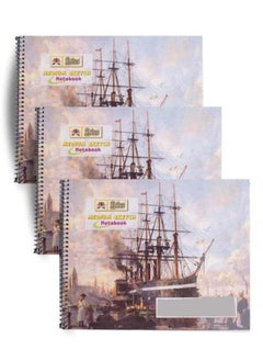 Buy Lotus Set of 3 Medium Sketch Notebook Spiral Bound 30 Pages 115 GSM in UAE